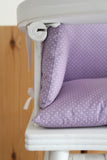 Coussin de chaise haute bébé en coton enduit Oeko-Tex / Dots lilas